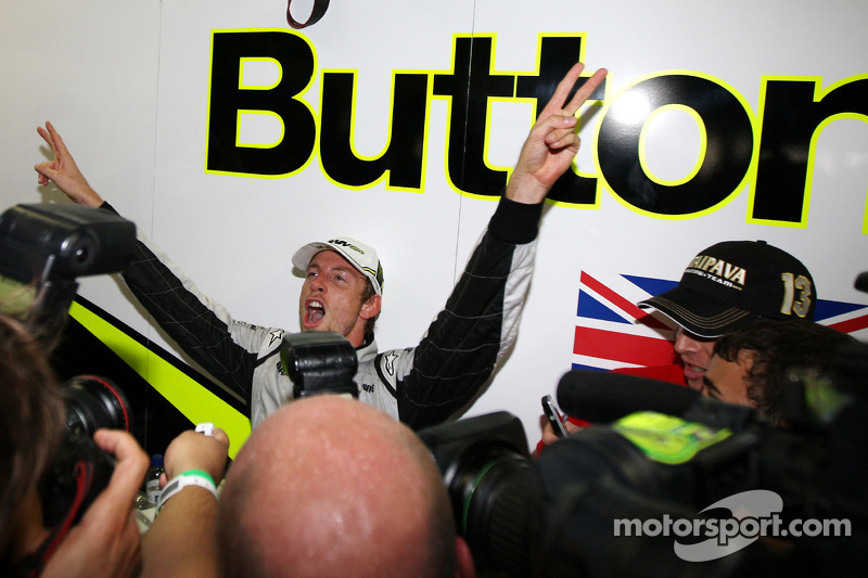Jenson Button, Brawn GP, celebrates