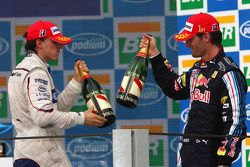 Podium: race winner Mark Webber, Red Bull Racing, second place Robert Kubica, BMW Sauber F1 Team