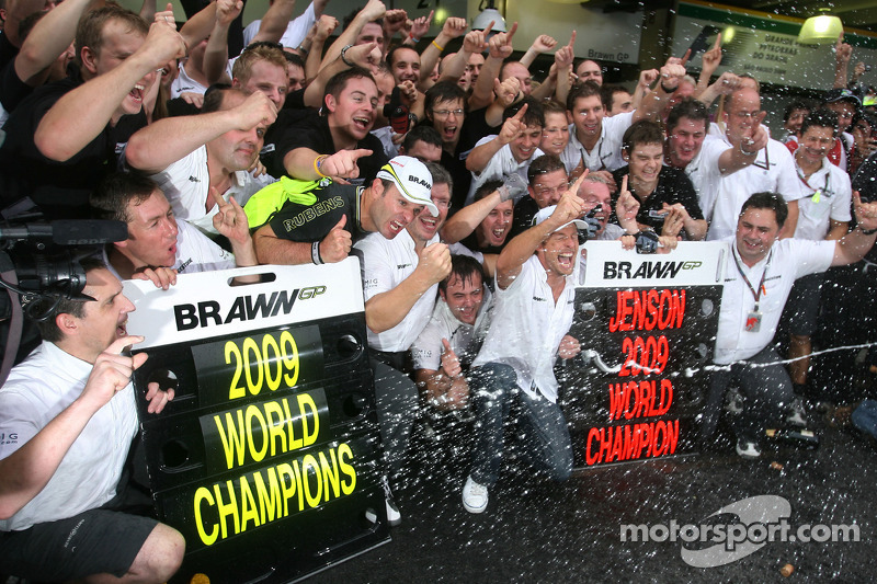 Rubens Barrichello, Brawn GP, Ross Brawn director de Brawn GP y Jenson Button, Brawn GP