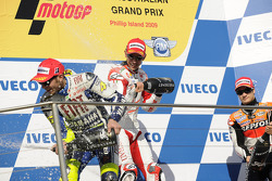 Podium: 1. Casey Stoner, 2. Valentino Rossi, 3. Dani Pedrosa