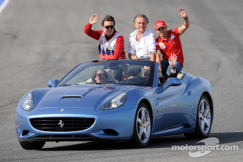 Fernando Alonso, Luca di Montezemolo ve Felipe Massa a Ferrari California