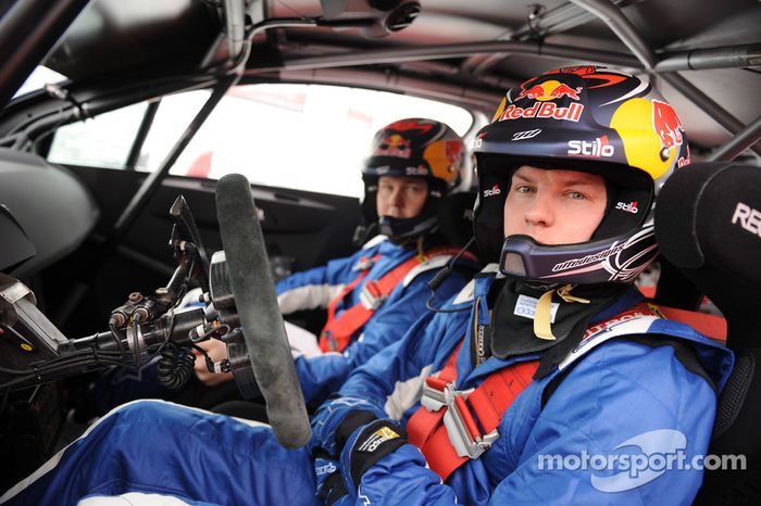 Kimi Raikkonen tests the Citroën C4 WRC at Citroën's Satory workshops in Versailles