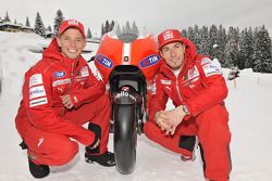 Nicky Hayden and Casey Stoner present the new Ducati Desmosedici GP10