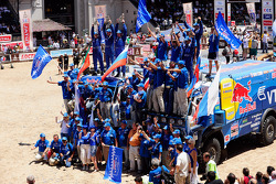Trucks podium: 2010 Dakar Rally winners in the trucks category Vladimir Chagin, Semen Yakubov and Eduard Nikolaev celebrate second place Ilgizar Mardeev, Viatcheslav Mizyukaev and Andrey Karginov