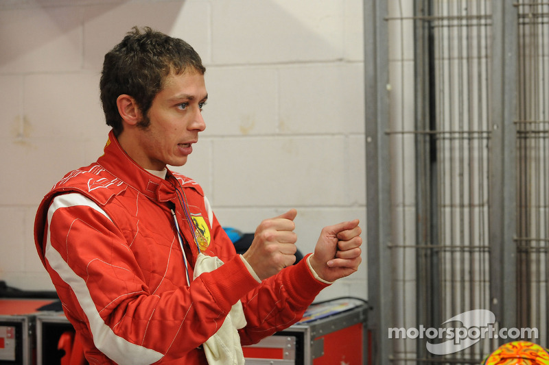 Valentino Rossi tests the Ferrari F2008