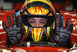 Valentino Rossi tests the Ferrari F2008
