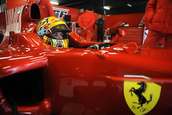 Valentino Rossi tests the Ferrari F2008
