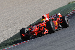 Valentino Rossi tests the Ferrari F2008