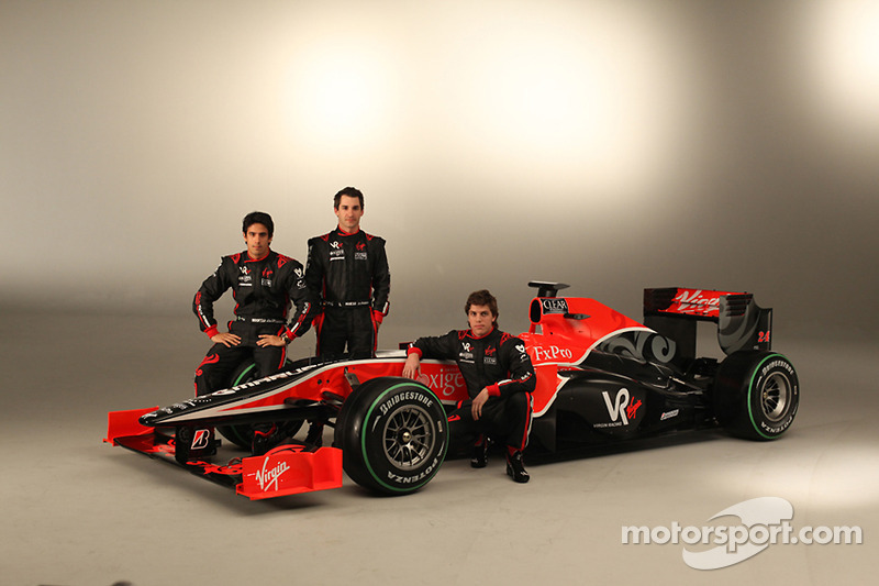 Timo Glock, Lucas di Grassi ve Alvaro Parente ve yeni Virgin Racing VR-01