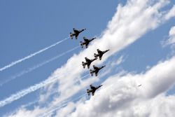 The Thunderbirds make the fly over