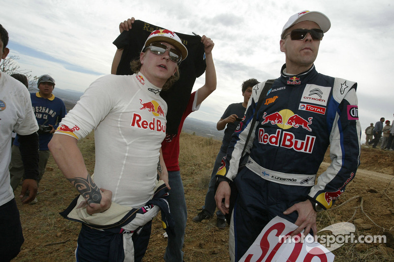 Kimi Raikkonen y Kaj Lindstrom, Citroën C4 WRC, Citroën Junior Team choca y queda fuera del rally