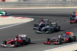 Felipe Massa, Scuderia Ferrari; Lewis Hamilton, McLaren-Mercedes; Nico Rosberg, Mercedes GP; Michael