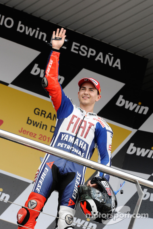 Podium: race winnaar Jorge Lorenzo, Fiat Yamaha Team