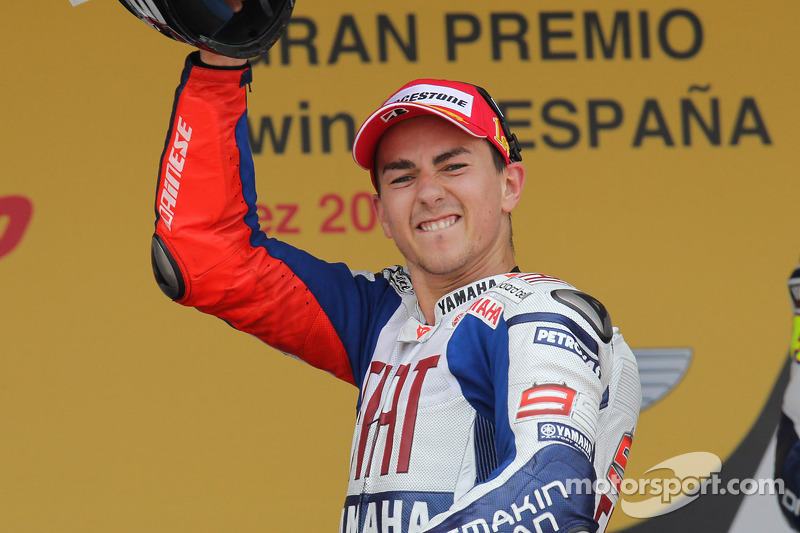 Podium: race winnaar Jorge Lorenzo, Fiat Yamaha Team