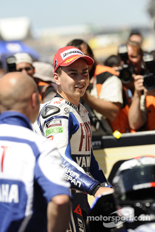Ganador de la carrera Jorge Lorenzo, celebra el Fiat Yamaha Team
