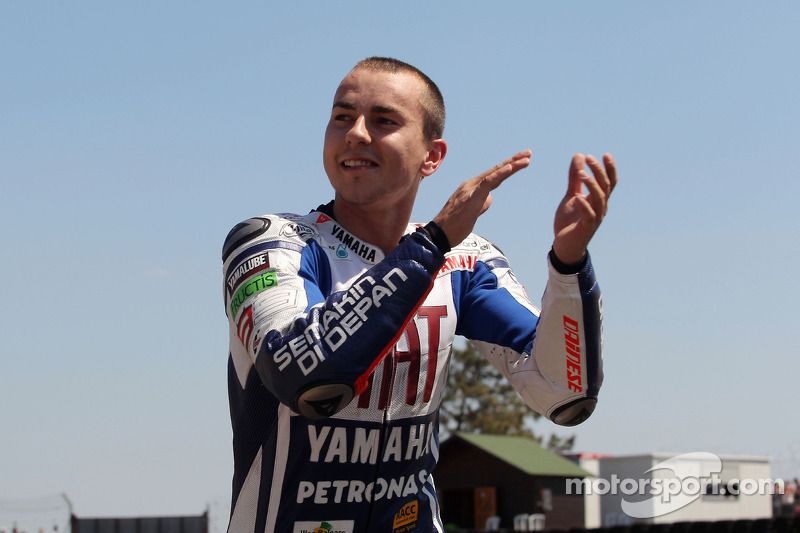 Race winner Jorge Lorenzo, Fiat Yamaha Team celebrates