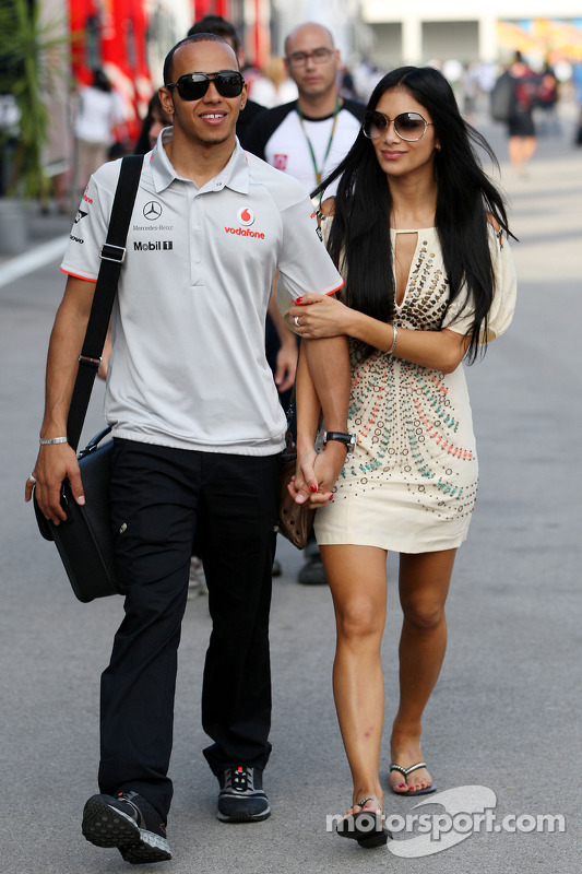 Lewis Hamilton, McLaren Mercedes, Nicole Scherzinger, zangeres van de Pussycat Dolls en vriendin van Lewis Hamilton