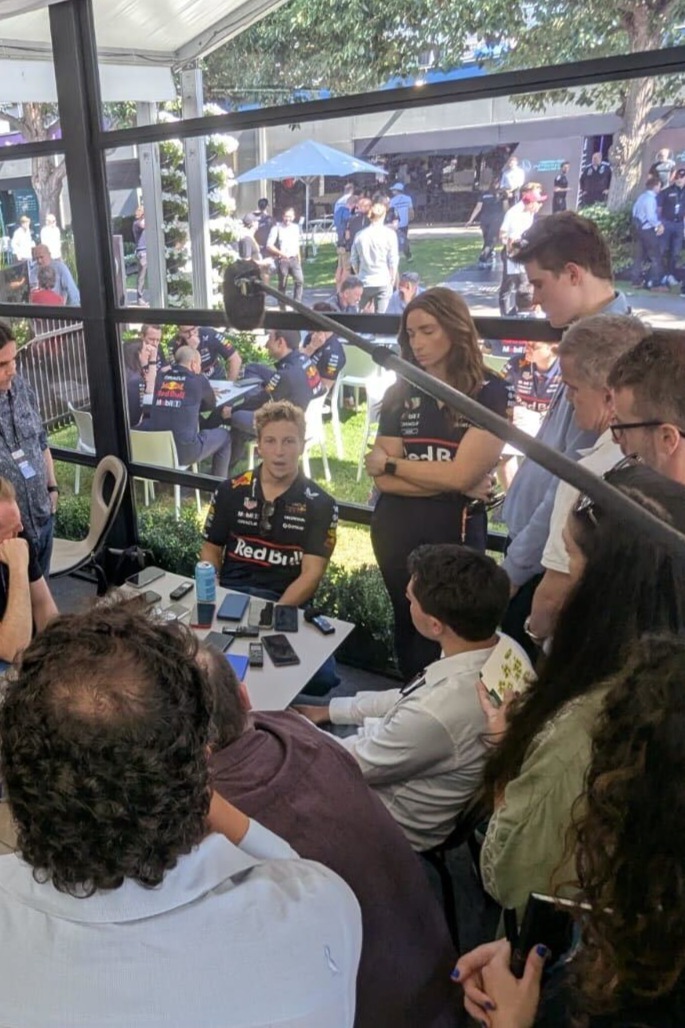 Law(son) & Order: Red Bull's latest recruit gets his time in front of F1's media in the team's hospitality