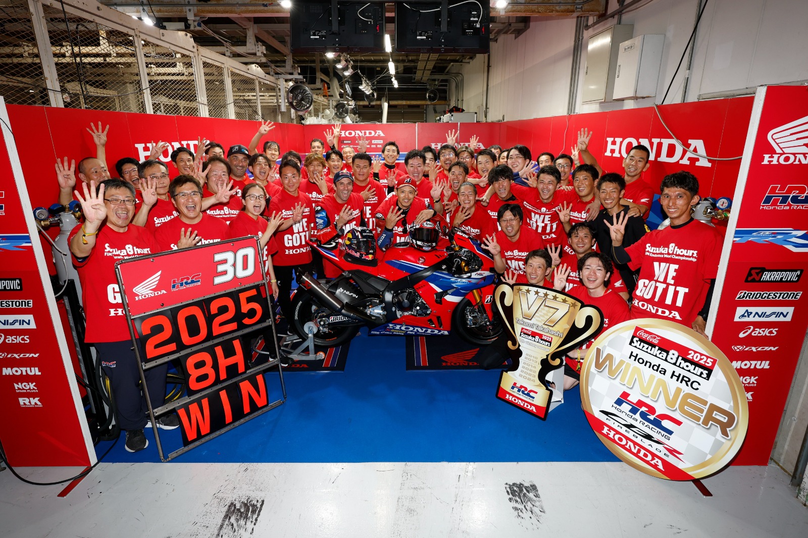 Equipo Honda al completo en las 8 Horas de Suzuka
