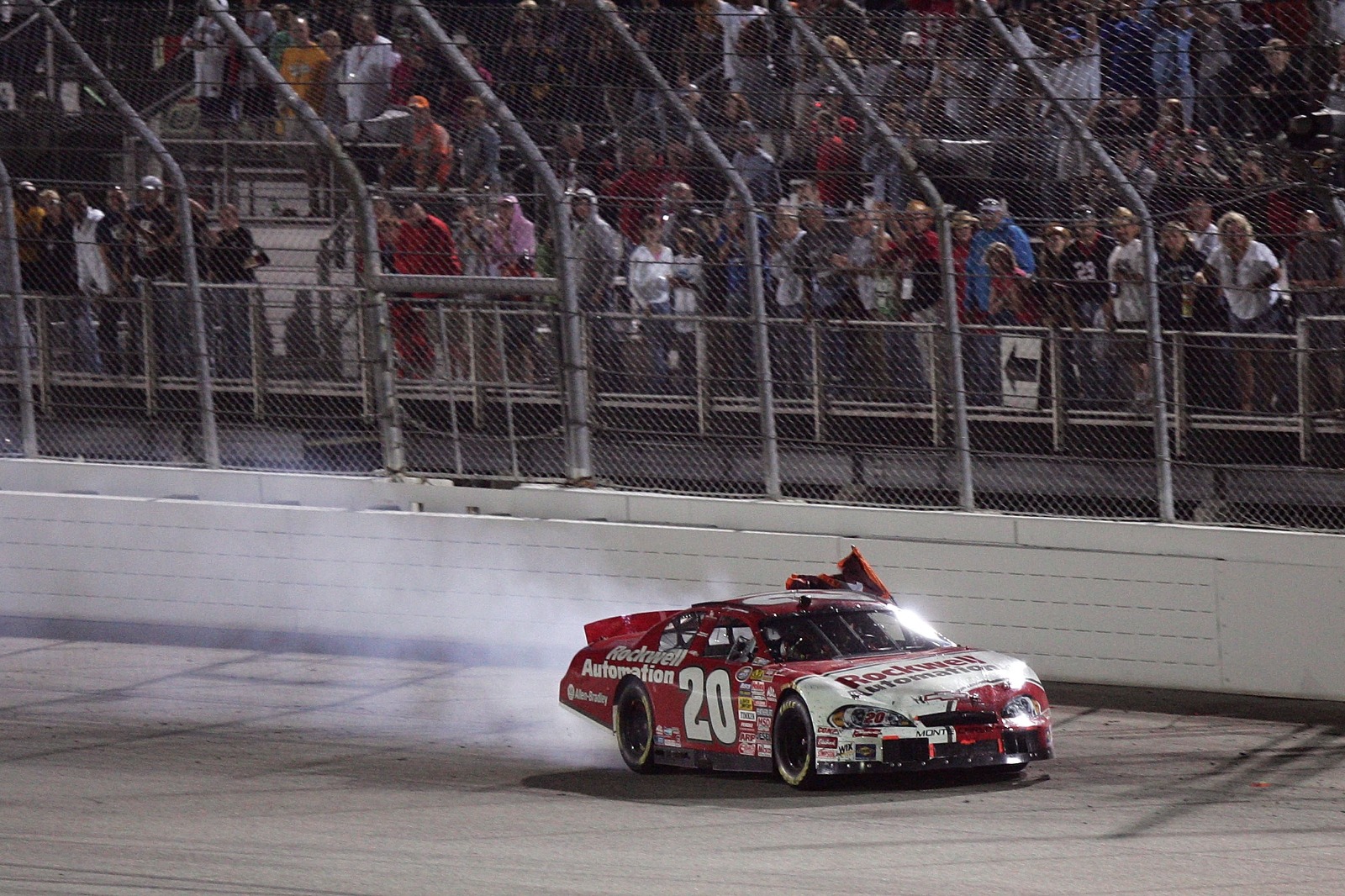 Denny Hamlin wins the race, but Aric Almirola is credited with the victory
