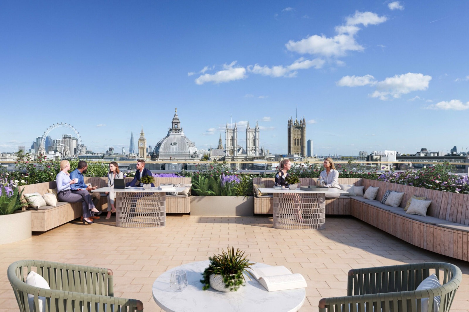 Het spectaculaire uitzicht vanaf het dakterras