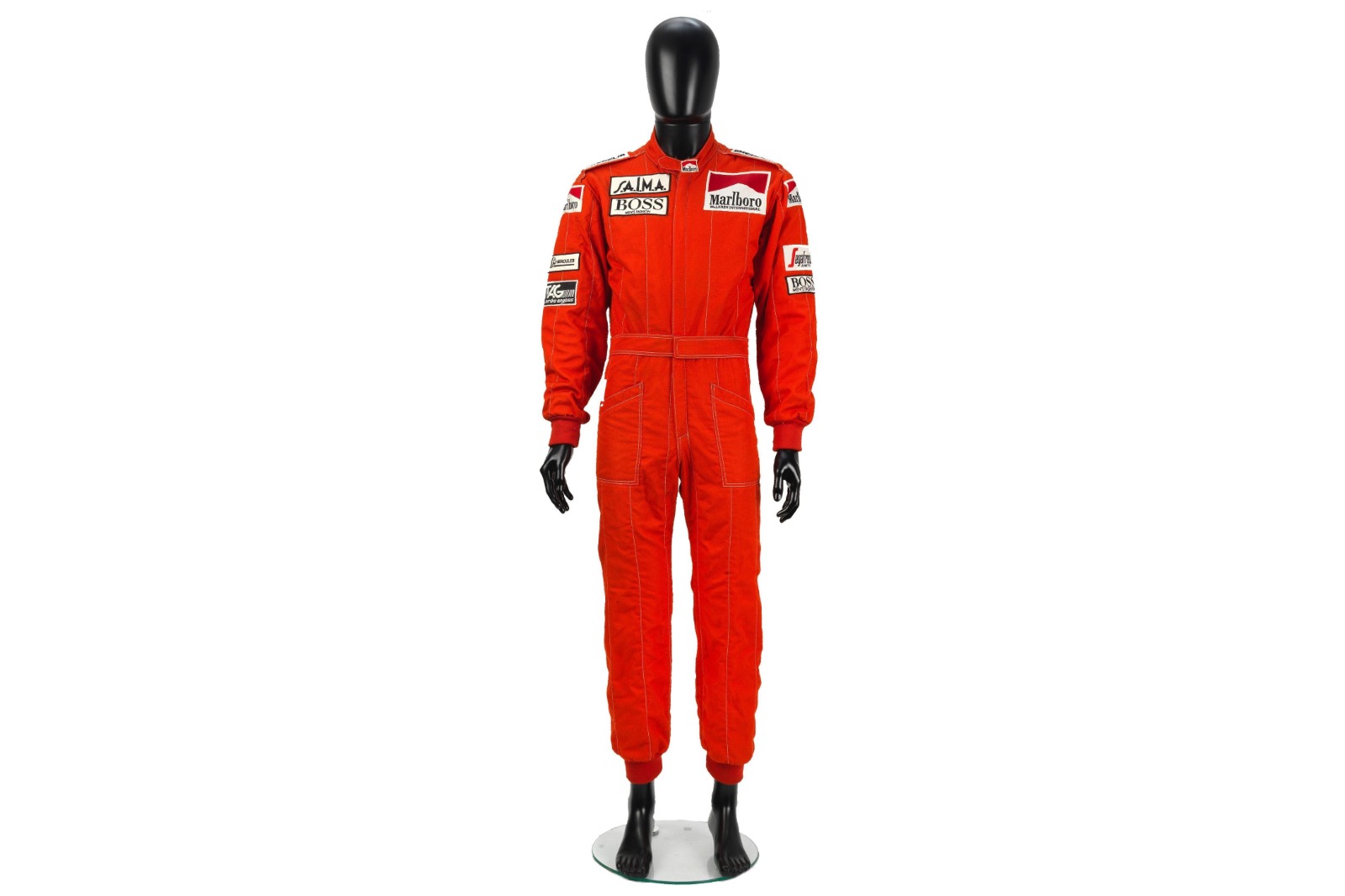 Alain Prost’s original 1984 McLaren race suit, worn during his legendary title battle with Niki Lauda, now up for auction.