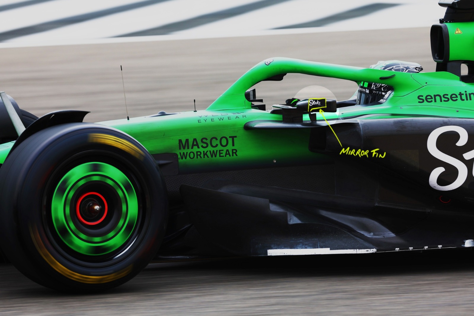 Sauber has taken a different approach with its mirrors by adding an outer fin