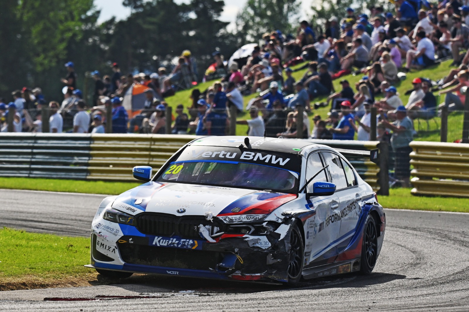 Turkington somehow continued despite his heavy damage in race three after contact with Ingram
