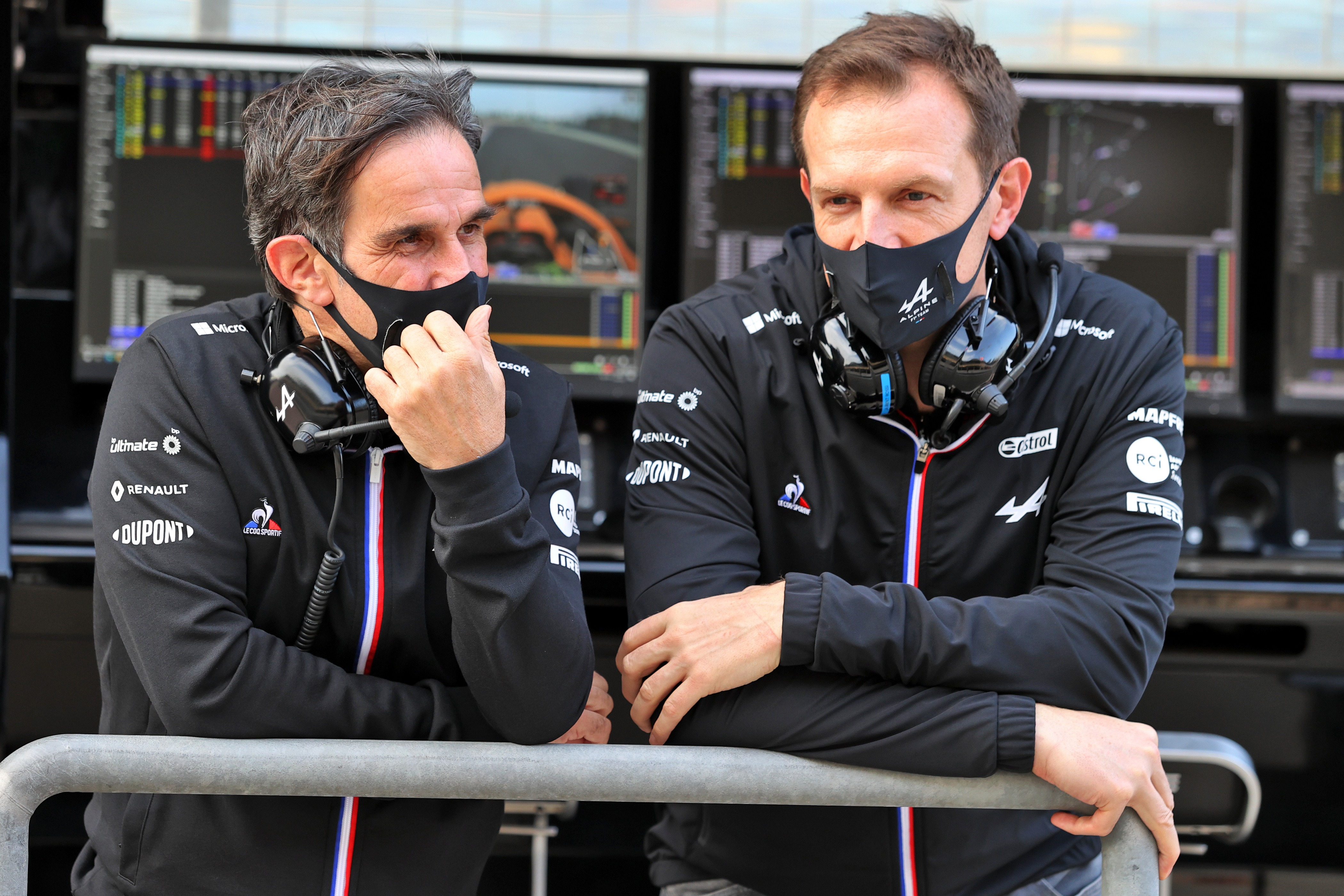 Davide Brivio, Laurent Rossi Alpine F1 Team 2021 Bahrain test