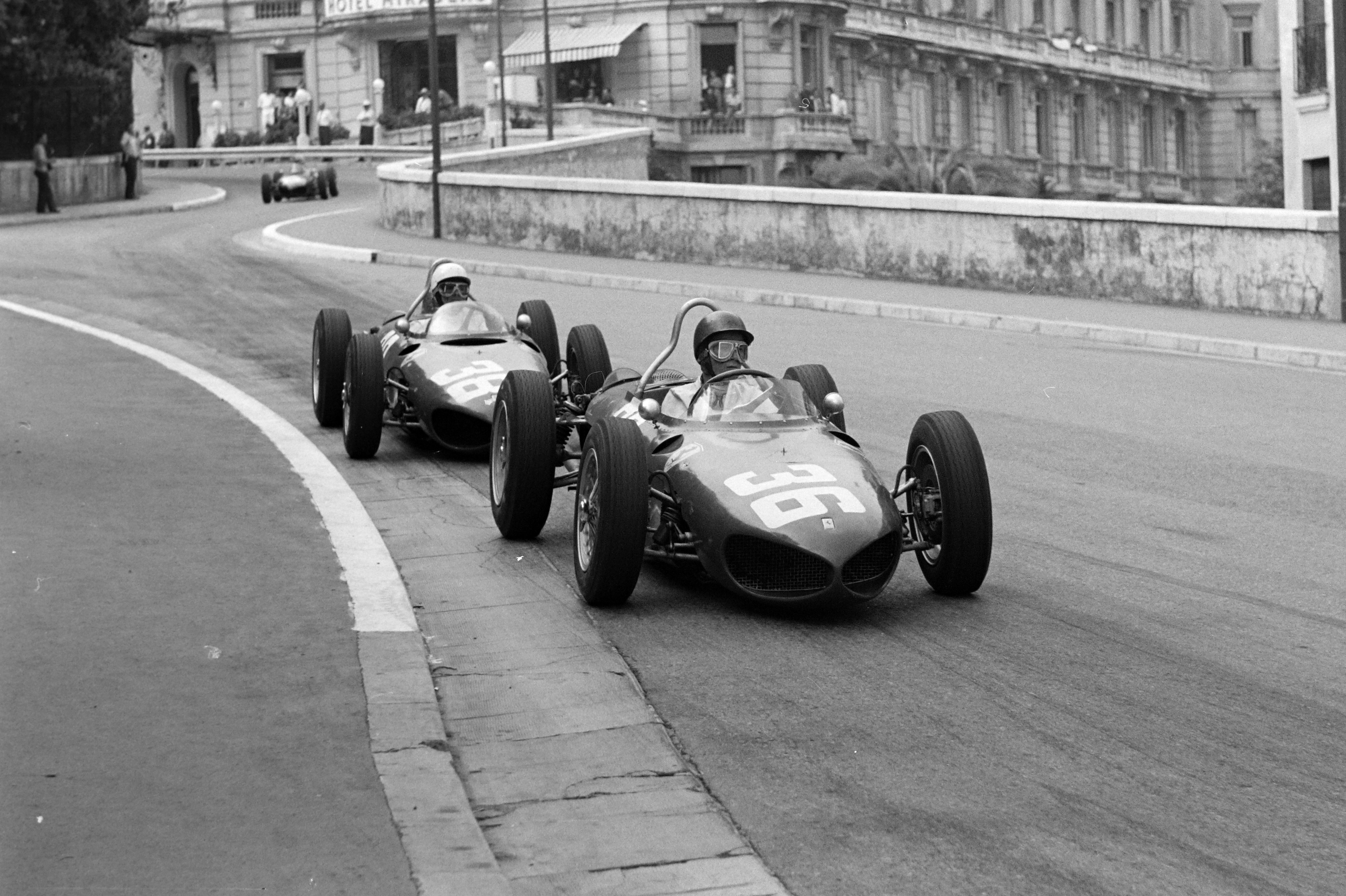 Ginther clears P Hill and sets off after Moss, 1961 Monaco GP