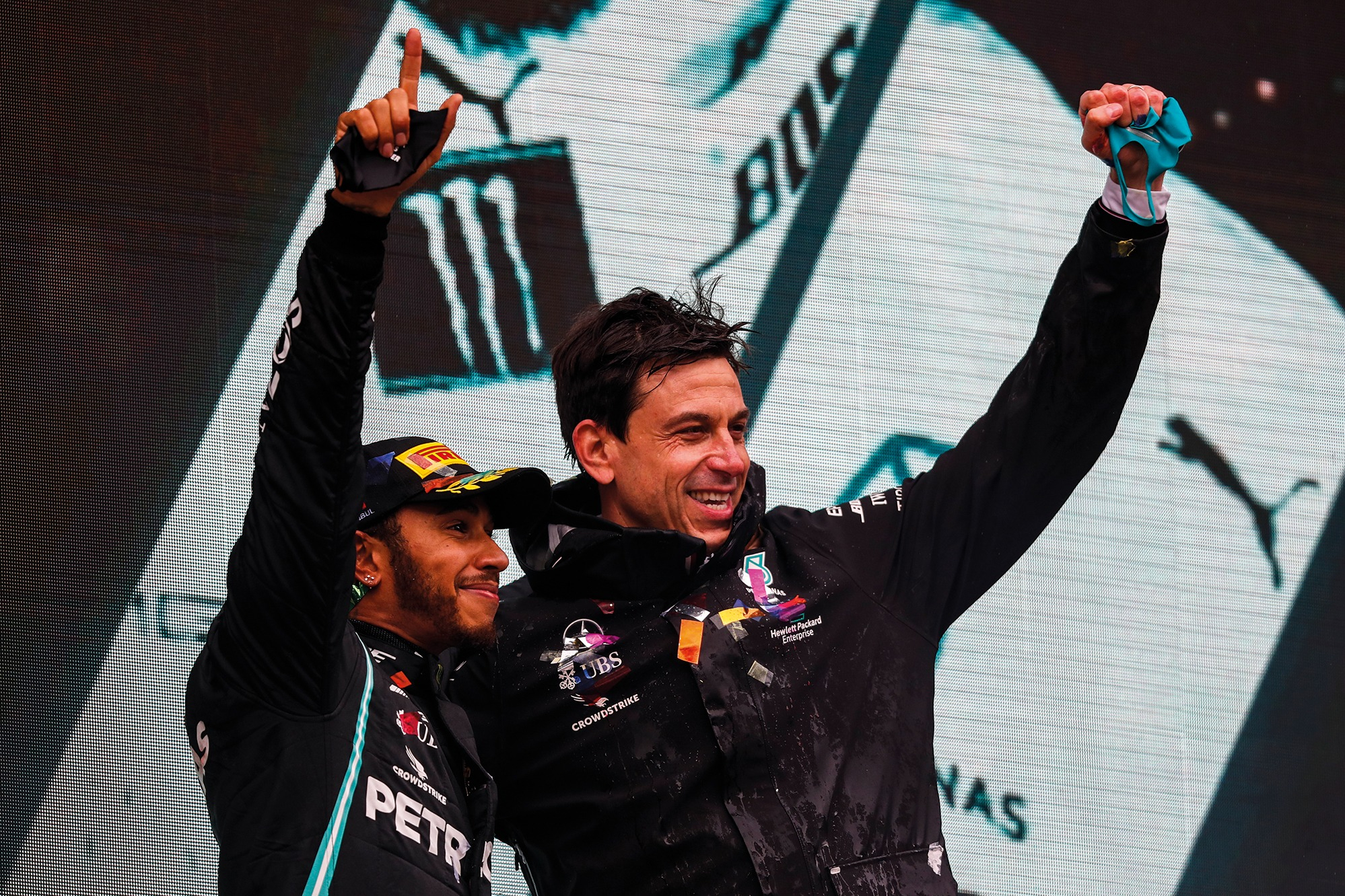 Lewis Hamilton and Toto Wolff