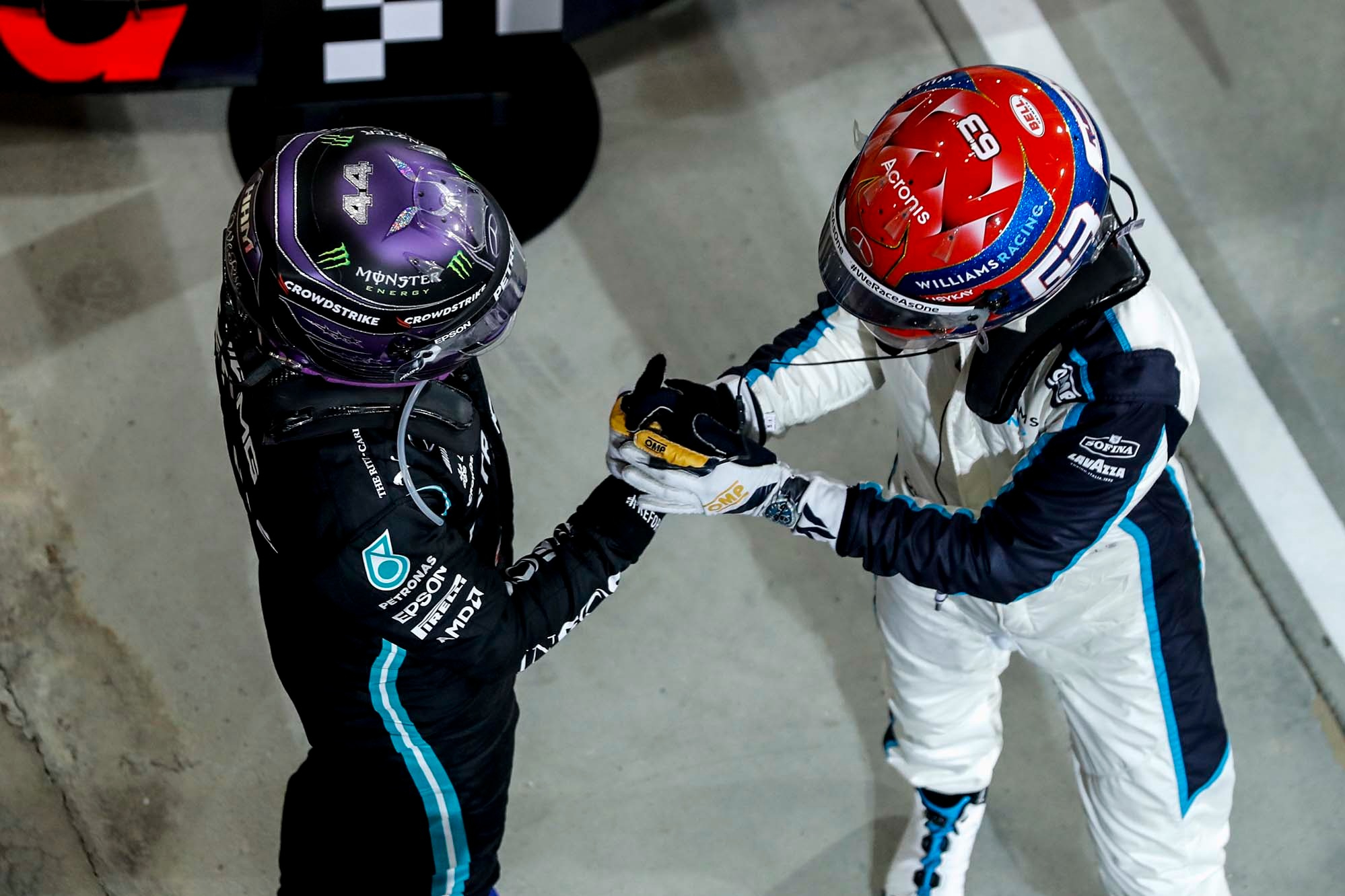 Lewis Hamilton and George Russell