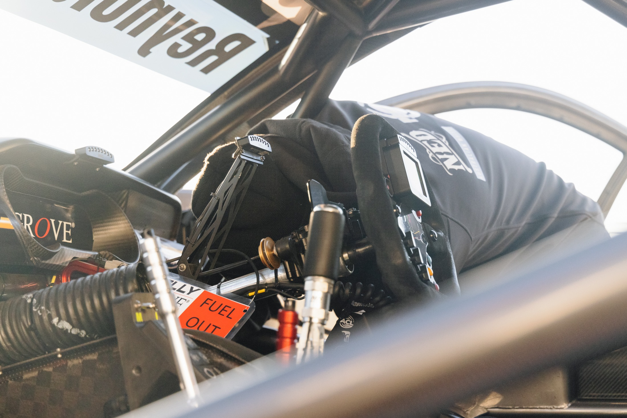 Cockpit of David Reynolds' Kelly Grove Racing Ford Mustang