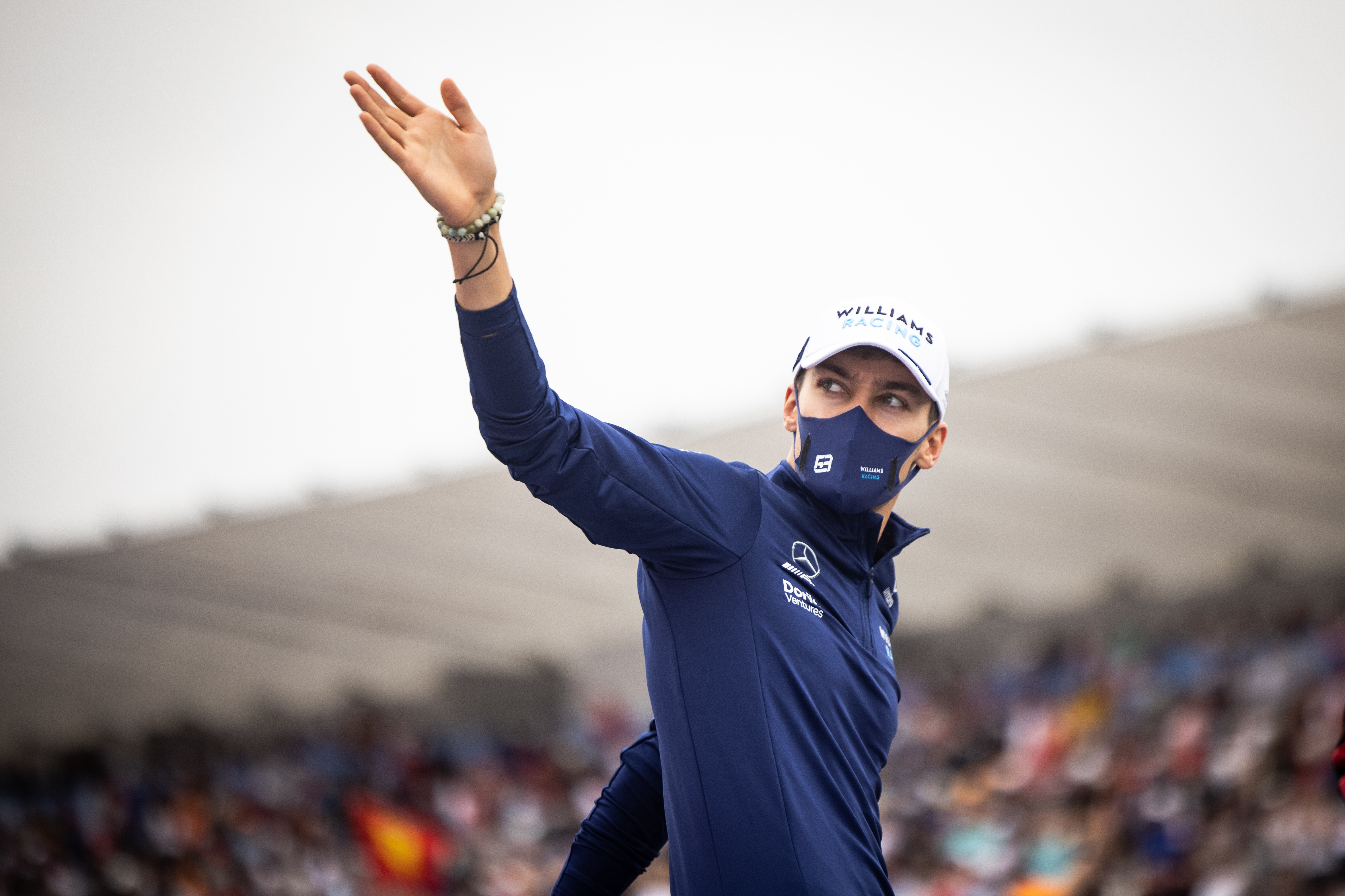 George Russell on the drivers parade ahead of the French GP
