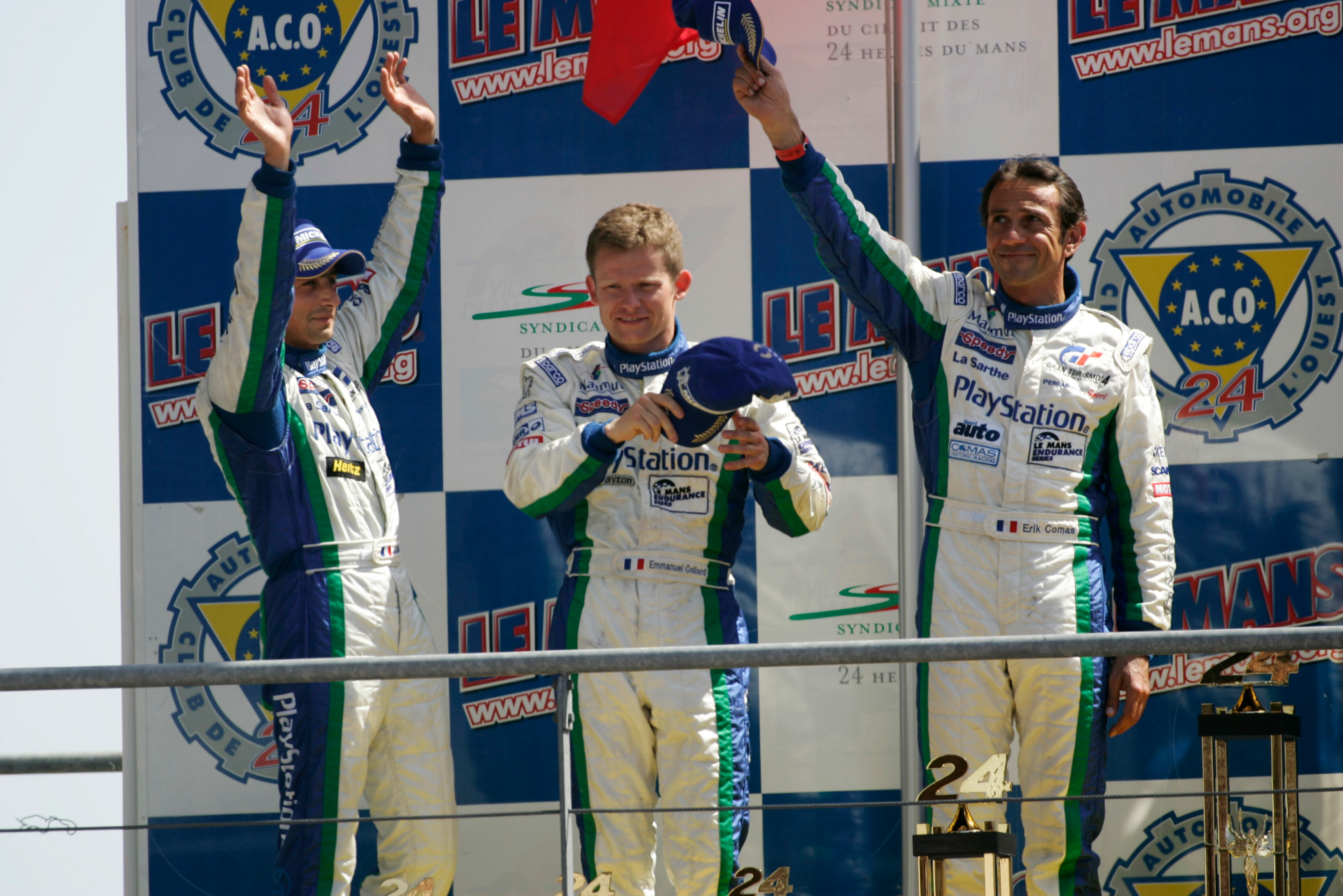 Collard (middle, with Boullion and Comas on 2005 Le Mans podium), cites Pescarolo period as his favourite