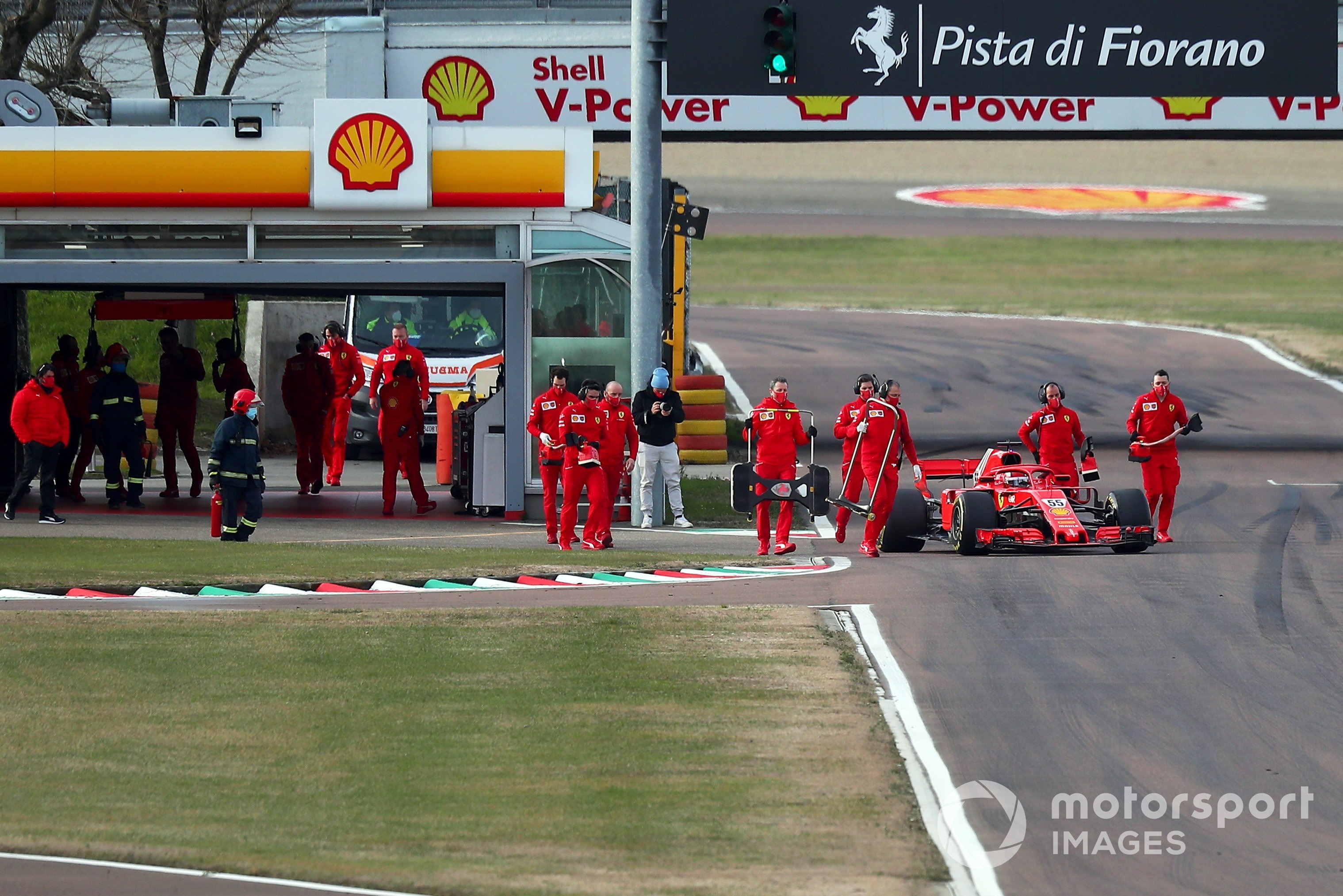 Carlos Sainz Jr testing a Ferrari Sf71H at Fiorano in January 2021