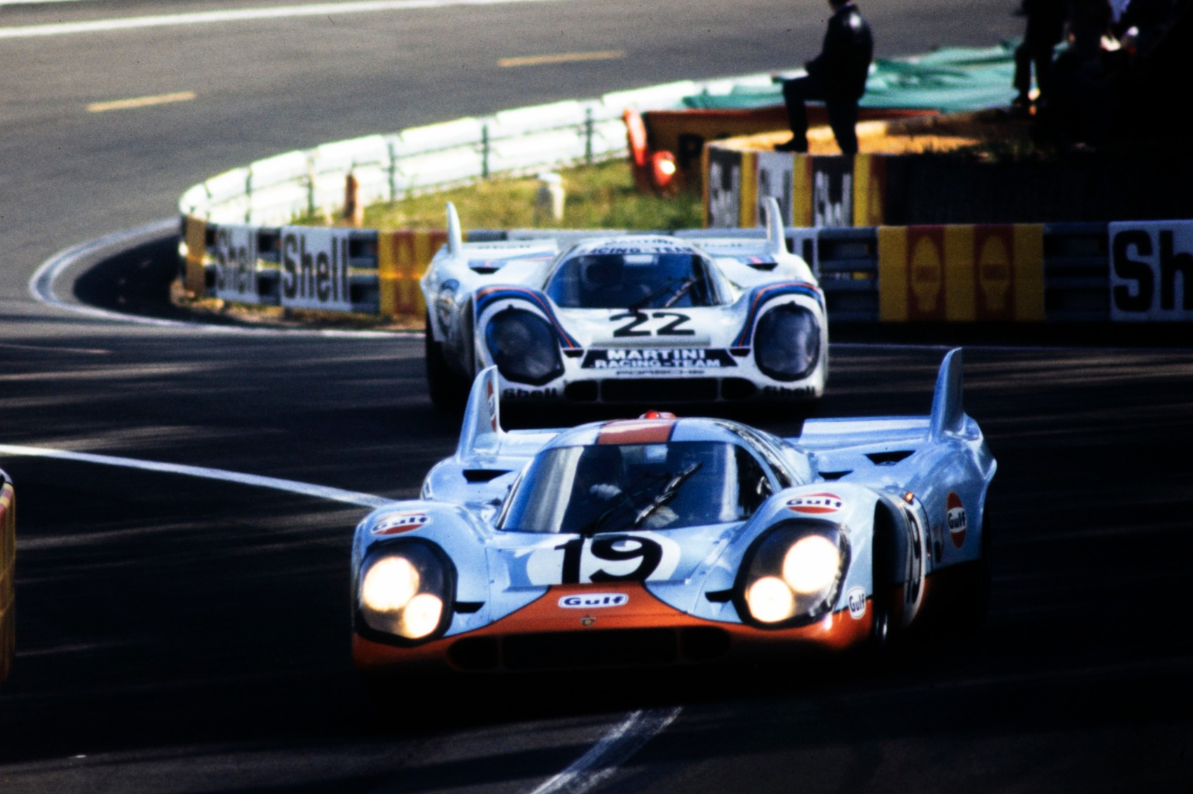 Delay caused by gearbox repairs for Muller and Attwood (19) allowed Marko and van Lennep (22) to capitalise