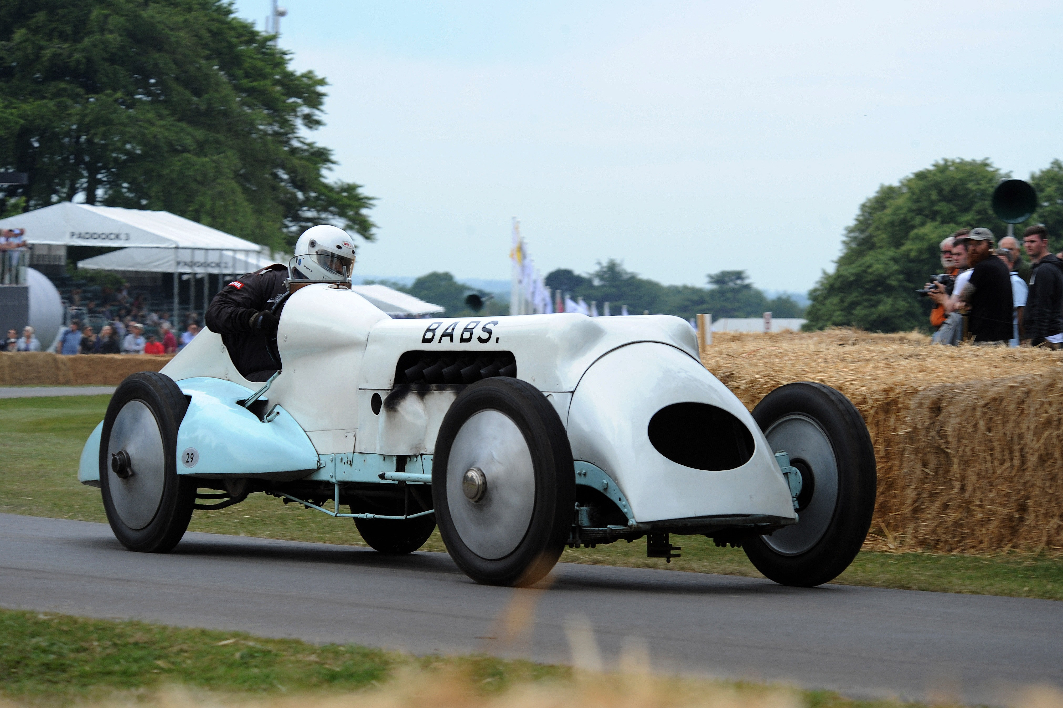 Owen has showcased 'Babs' at the Goodwood Festival of Speed, pictured in 2015
