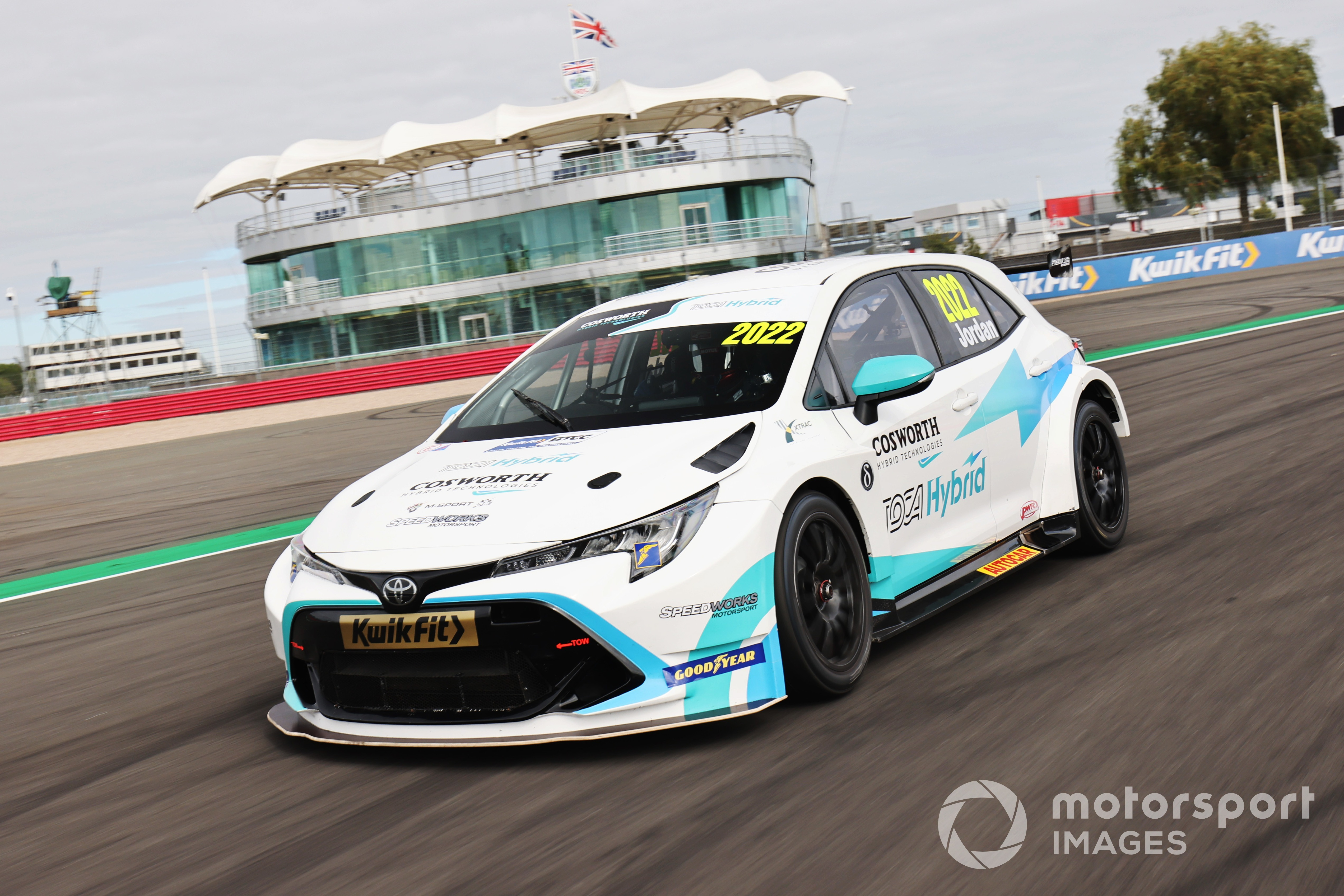 Andrew Jordan in the BTCC TOCA Hybrid Toyota Corolla at Silverstone