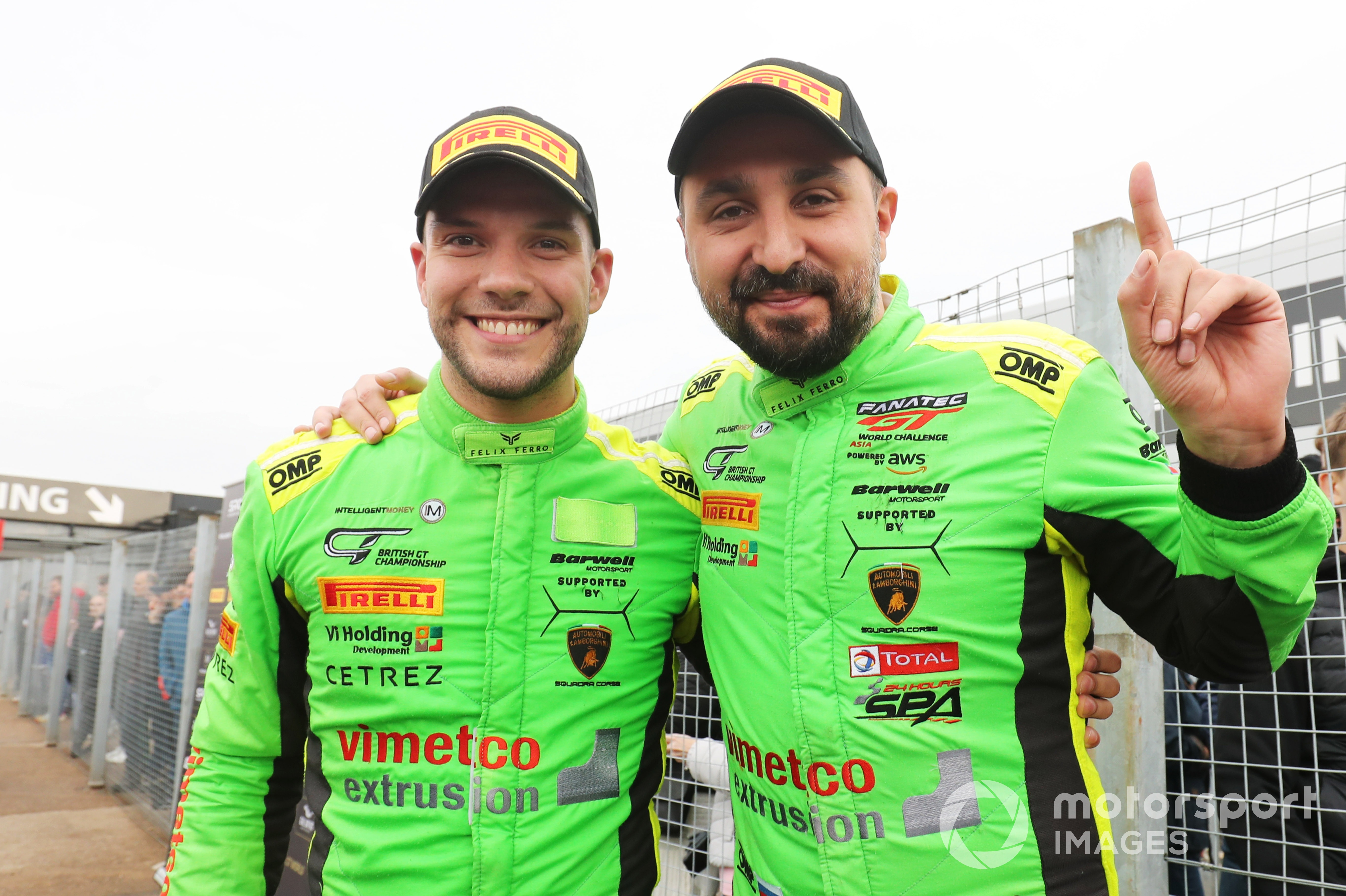 Dennis Lind (l) and Leo Machitski claimed the British GT3 title at Donington Park.