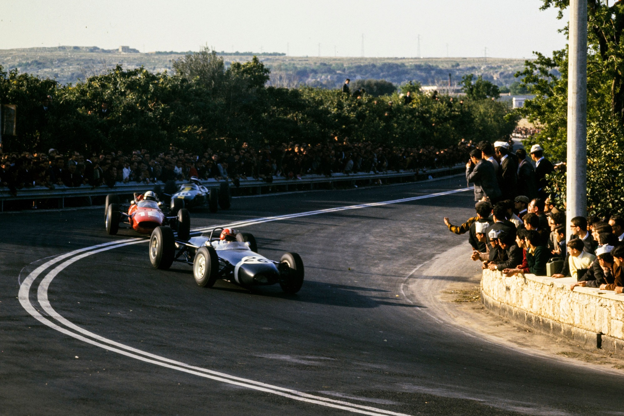 Siffert scrapped admirably with Surtees and Clark until his Brabham's engine expired