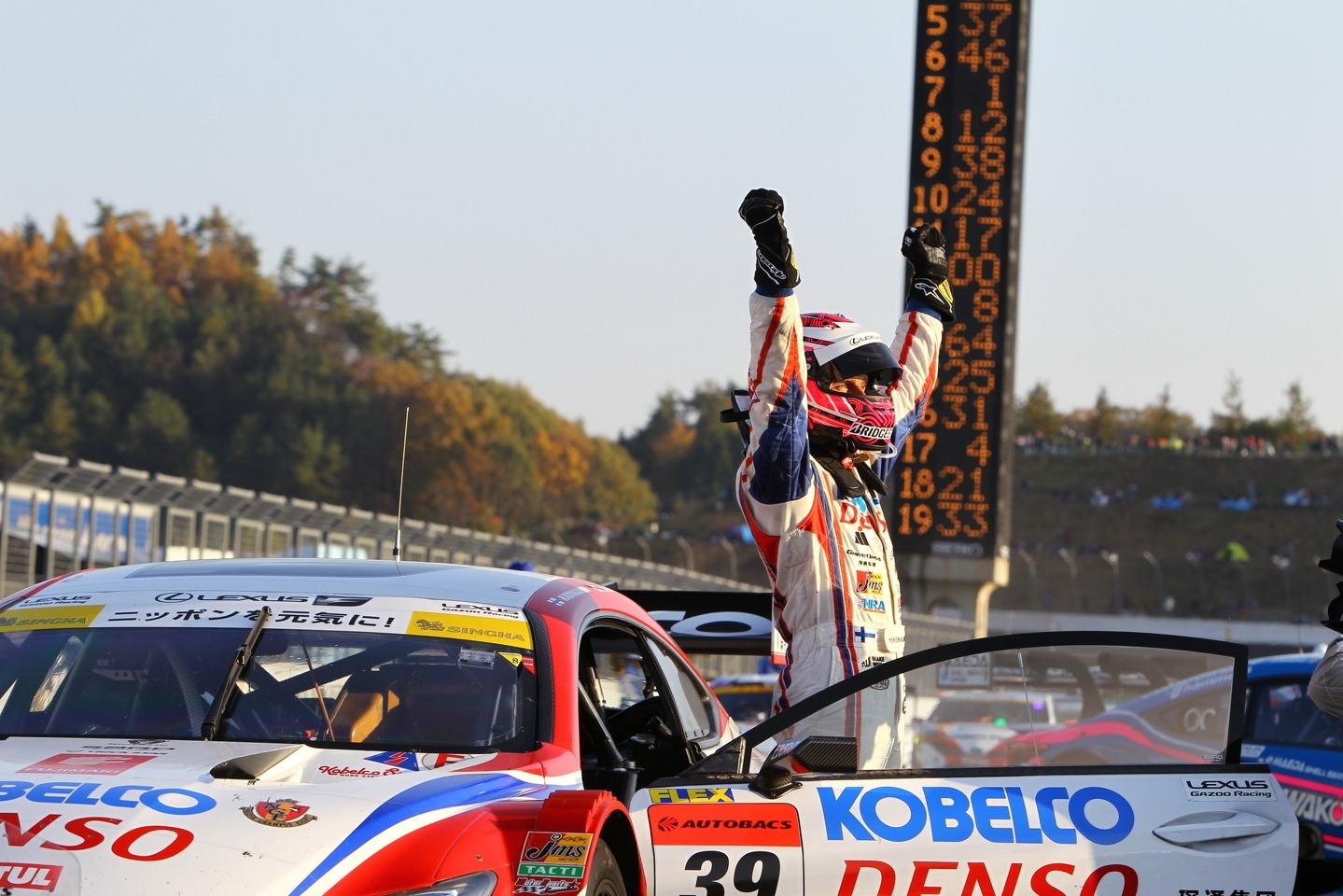 Kovalainen celebrates winning the 2016 SUPER GT title, but things would steadily go downhill afterwards