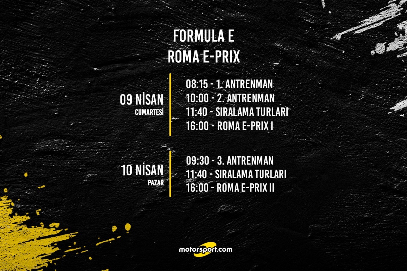 Formula E Roma E-Prix 4. ve 5. Yarış Hafta Sonu Programı