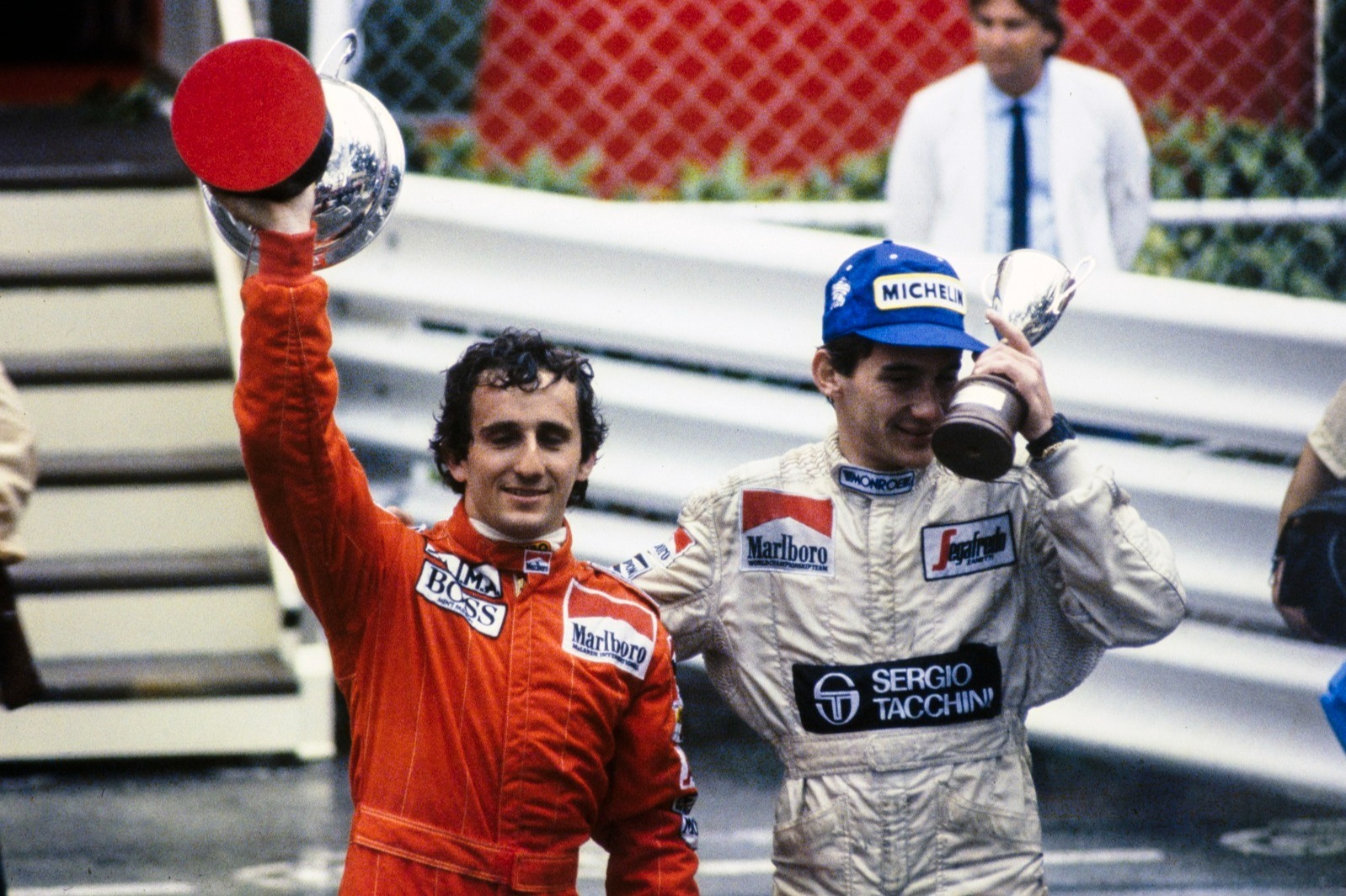 Prost and Senna shared a podium for the first of many occasions on that day