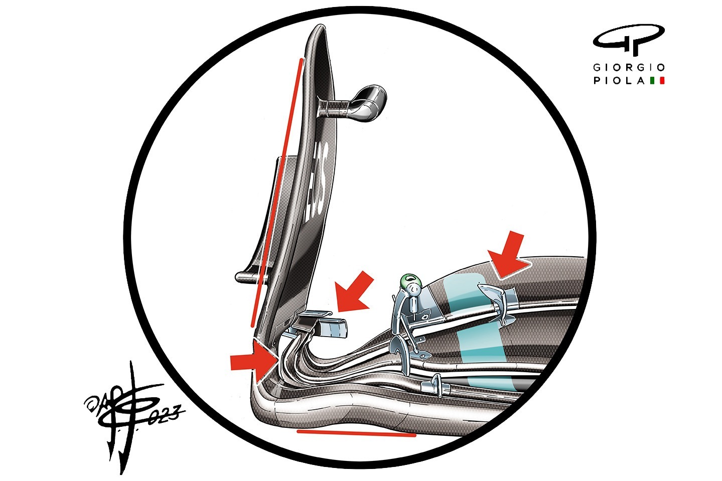 Mercedes W14 front wing detail