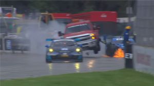 Safety truck gets hit